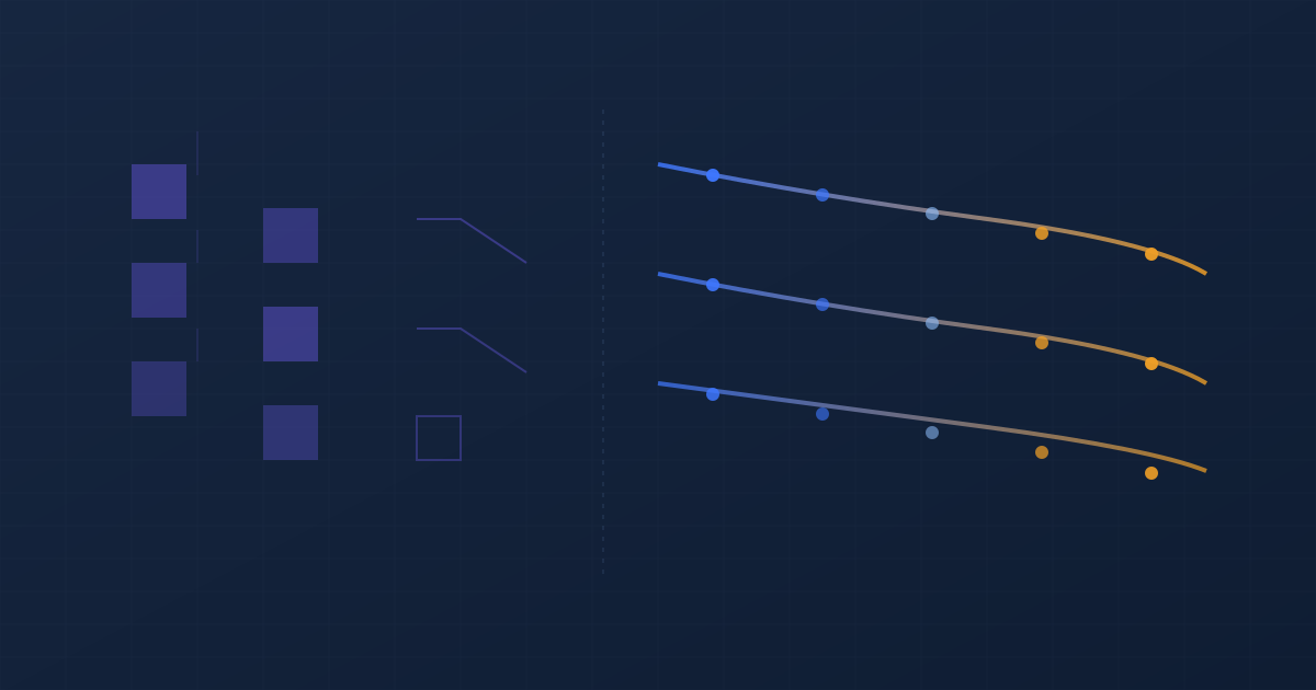 From batch to always-on — rigid blocks transitioning to flowing data curves