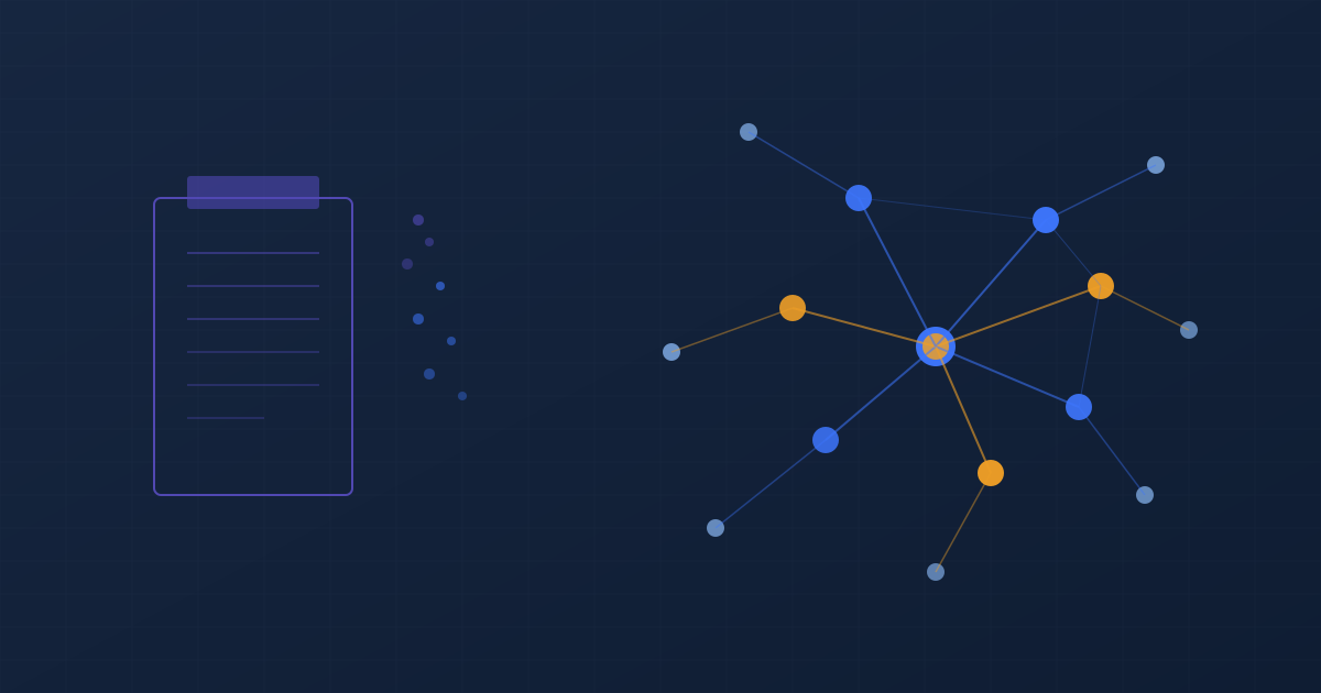 AI-refreshed data — clipboard dissolving into intelligent network nodes